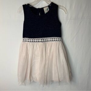 Lily Bleu Girls Kids Navy and Cream Formal Dress Size 4